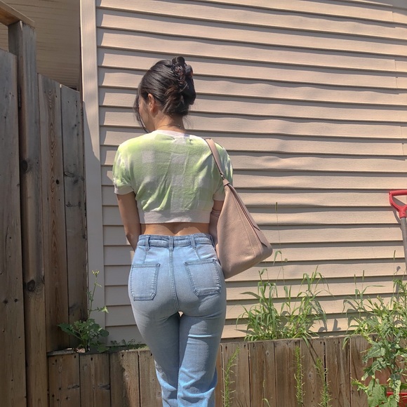 SHEIN Gingham Crop ShortSleeve Knit Top - Picture 10 of 10